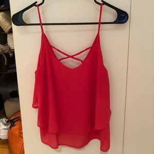 Pink layered chiffon top